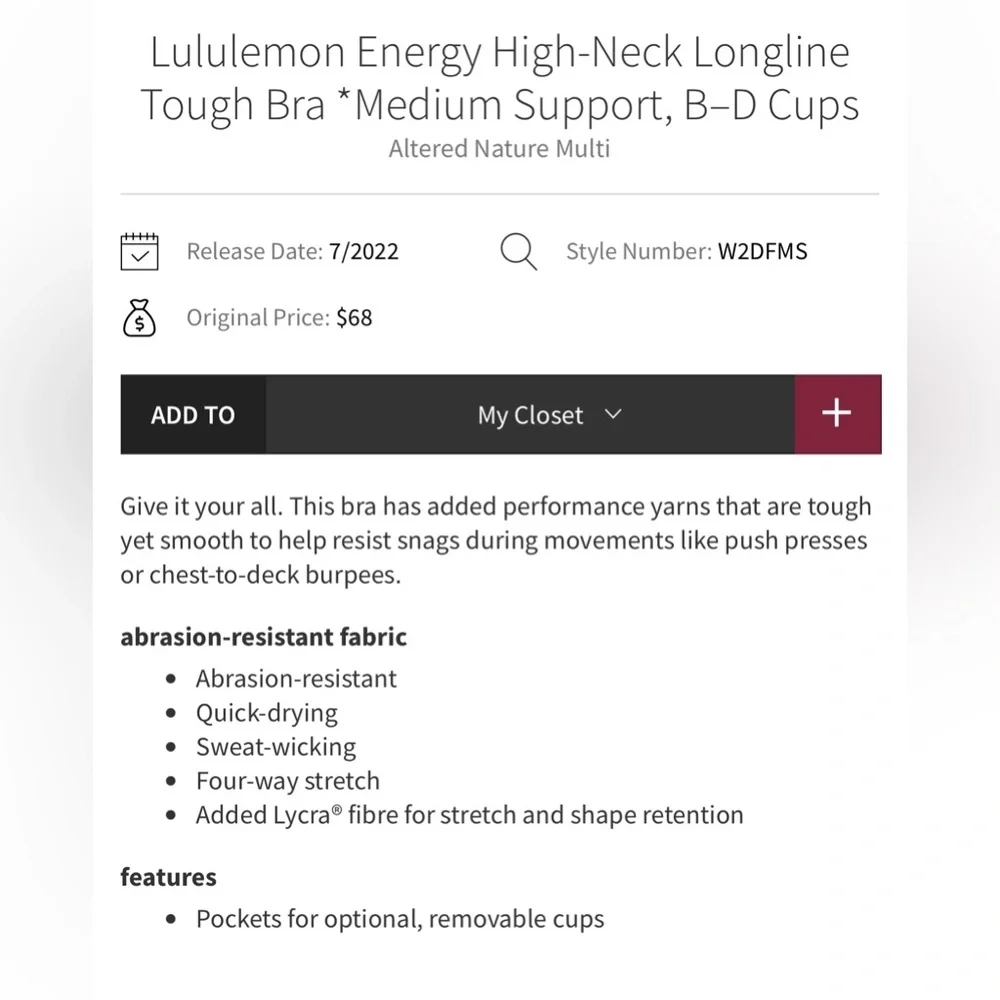 🌟🎉HP🎉🌟 Lululemon Energy High-Neck Longline Tough Bra - Picture 6 of 6